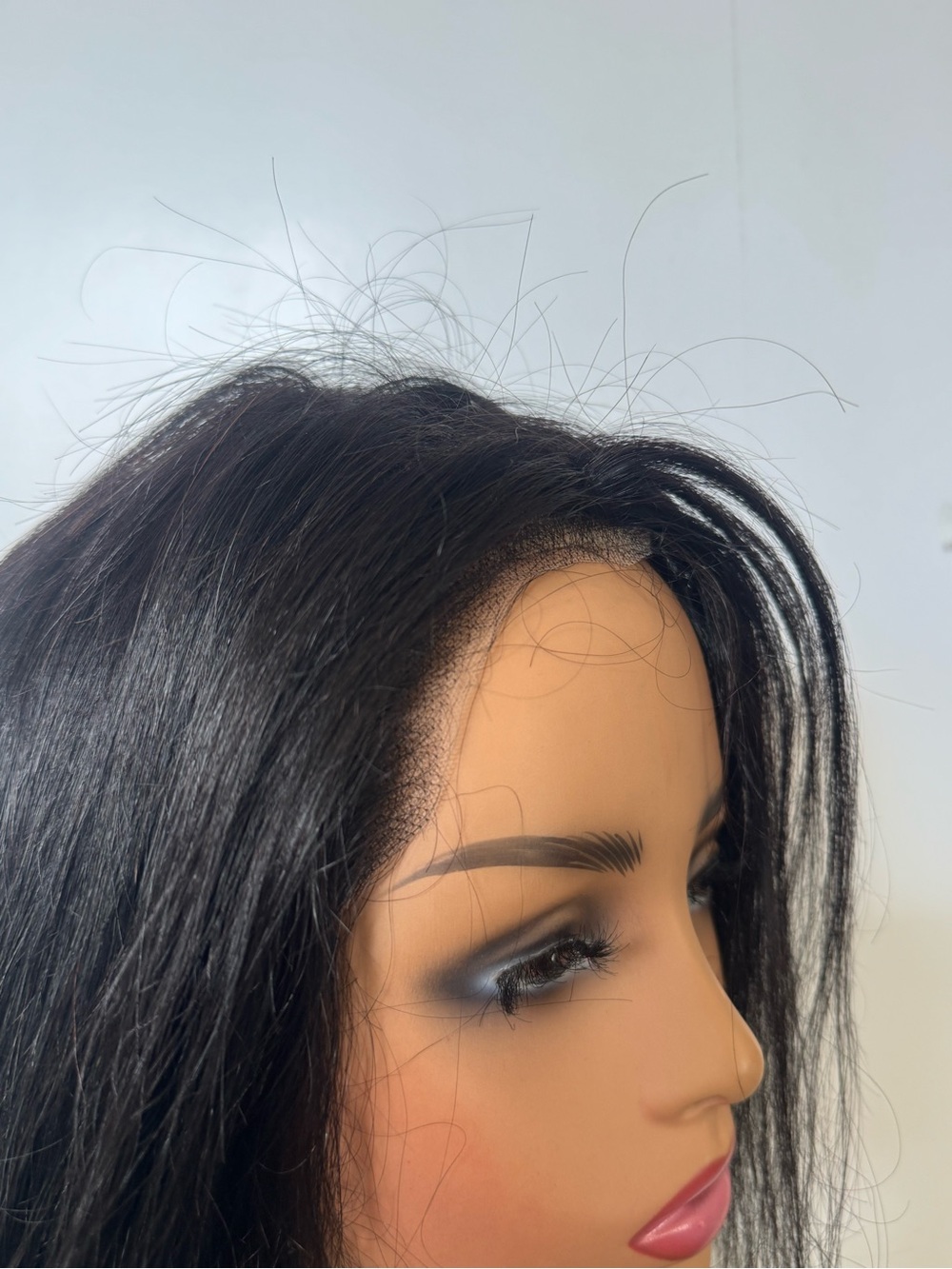 Human Hair Blend Lace Front Wig Long Wavy Black Part Heat Resistant - Picture 2 of 9